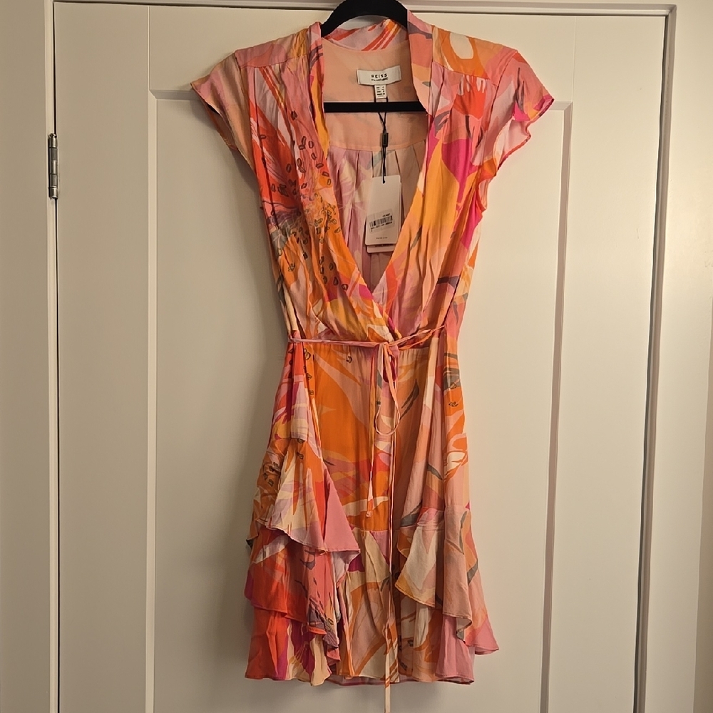 Reiss Pink and Orange Wrap Dress